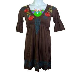 JOHNY WAS LOS ANGELES EMBROIDERED BELL SLEEVE SIZE S